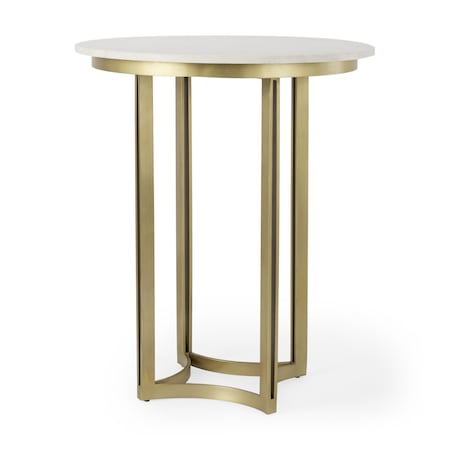 Homeroots 36" Gray Marble Pedestal Base Round Top Dining Table 604020