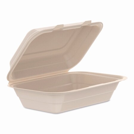 Dart Compostable Molded Fiber Hinged Trays, ProPlanet Seal, 6.41 x 9.22 x 3, Natural, 200PK 206FBRHT1