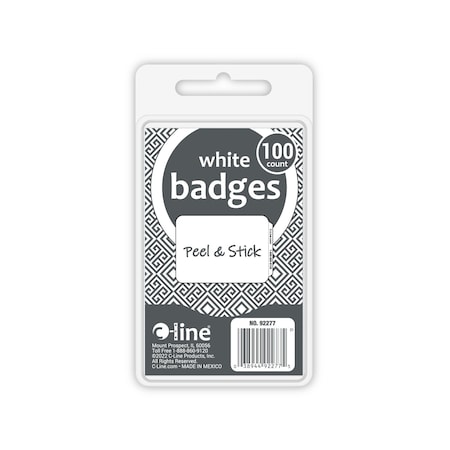 C-Line Products 3-1/2" x 2-1/4" Blank Self-Adhesive Name Tags, 100/BX, 10BX/CT 92277-CT