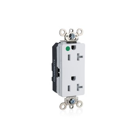 Leviton Illuminated Decora Receptacle, 20 Amp, 125 Volt MT163-ILW