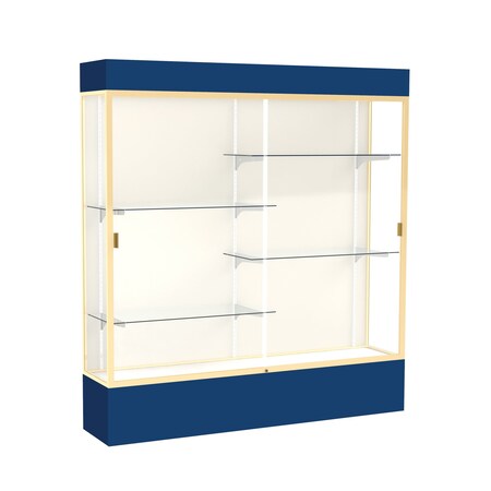 Ghent Lighted Floor Display Case 72x80x16, Plaque, Champange 3176PB-GD-NY