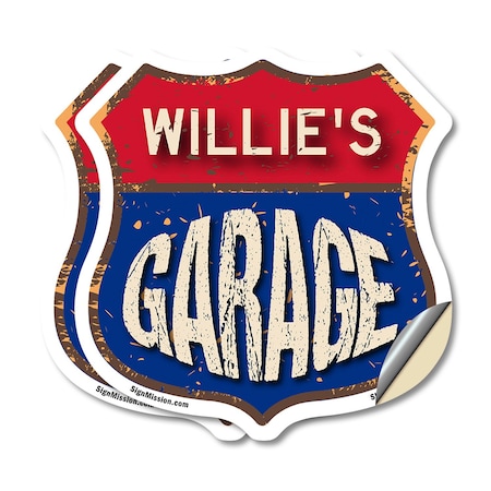 Signmission Willie's Garage, 4 inch X 4 inch, Vinyl Decal, 2PK SHI-D-2PACK-4-383-WILLIE
