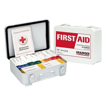 Zoro Select First Aid Kit and Housing, Metal 83 Components, 10 People Served 54763-021