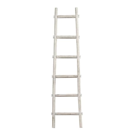 Deluxdesigns 2 x 72 x 18 in. Transitional Style Wooden Decor Ladder with 6 Steps, White DE2530578