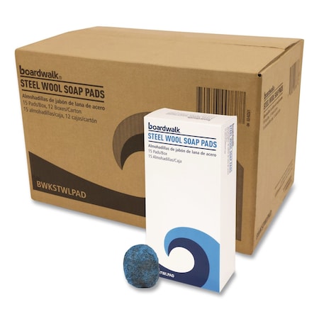 Boardwalk Steel Wool Soap Pads, 3 x 2.5, Blue, 180PK 96130-M-BWK