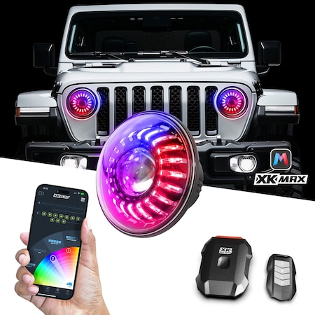 Xk Glow 7in XKmax RGBW LED Headlight Kit MX-7IN-JP-KIT-JL