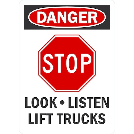 Lyle Stop, Look, Listen Lift Trucks, 5x7, Engineer Grade, White G-16852-ED_5x7