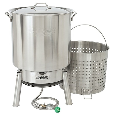 Bayou Classic Crawfish Cooker Kit, 21 in L, 21 in W, 85 qt Capacity, Stainless Steel KDS-182