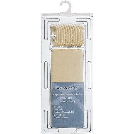 Simple Spaces Shower Curtain, PVC/Vinyl, Beige, Beige SD-626BG-3L