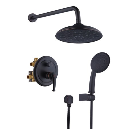 Casainc 8in. Wall Mounted Round Shower System with Handheld Spray Included, Oil Rubbed Bronze CA-B207-SQ-ORB