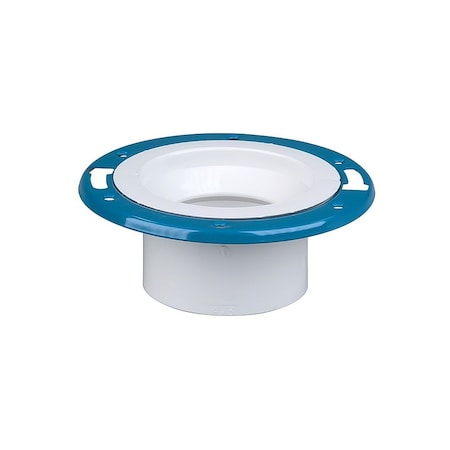 Thrifco Plumbing 4" x 3" PVC DWV Closet Flange W/Adjustable Metal Ring (Epoxy Coated) (H) 6756314