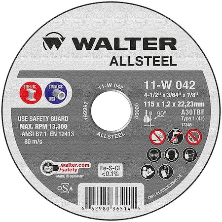 Walter Flap Discs, 4 1/2" dia., PK10 06A487