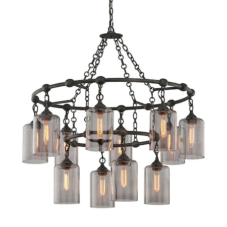 Troy Lighting Gotham 12 Light Chandelier 38.25 In. Aged Pewter F4425-APW