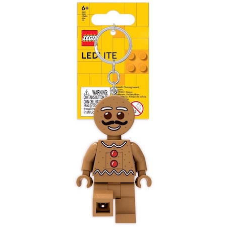 Lego Classic Plastic Brown Gingerbread Man Keychain w/LED Light KE182H