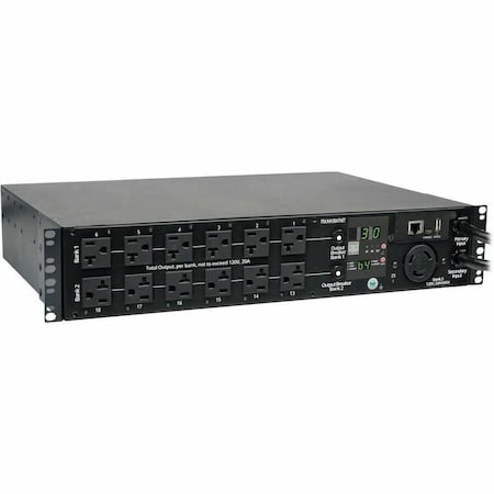 Eaton Tripp Lite Series 2.9kW Single-Phase Switched Automatic Transfer Switch PDU, 2 120V L5-30P PDUMH30ATNET