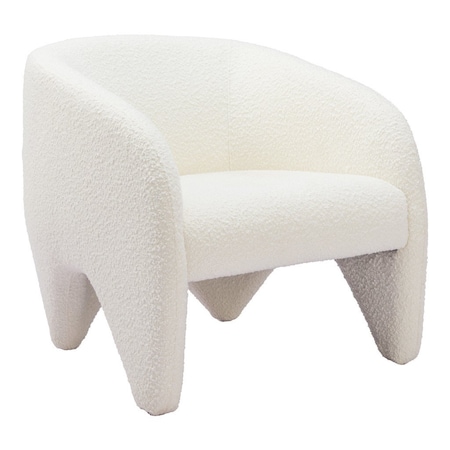 Homeroots 30" White Faux Shearling And Upholstered Arm Chair 556477