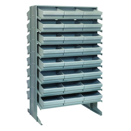 Quantum Storage Systems DOUBLE SIDED PICK RACK W/48 GRAY BINS QPRD-801GY