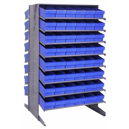 Quantum Storage Systems DOUBLE SIDED PICK RACK W/48 BLUE BINS QPRD-602BL