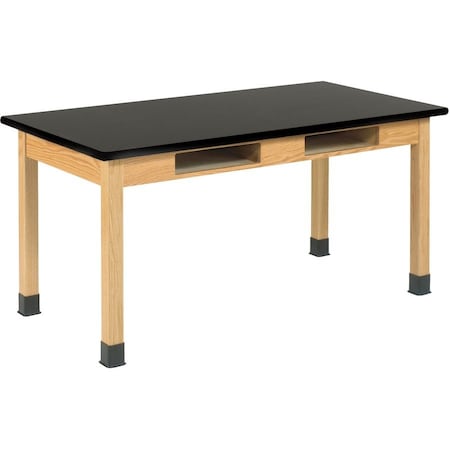 Diversified Spaces Compartment Table, Oak, Wood Frame, 60 in W, Black C760LBBK30N