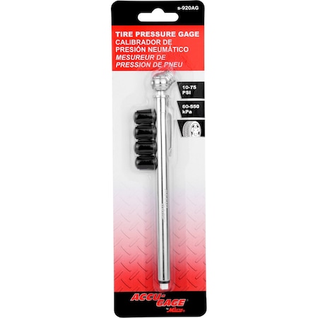 Milton High Pressure 10-75 PSI Tire Pencil Gauge s-920AG