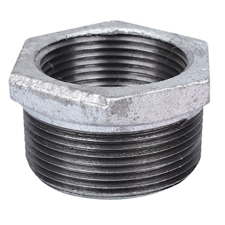 Prosource Reducing Hex Pipe Bushing, 1-1/2 x 1 in, Female x Male, Steel, SCH 40 Schedule, 300 psi Pressure 35-1-1/2X1G