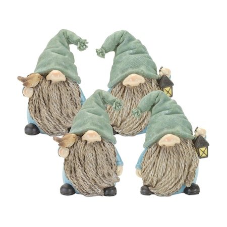 Homeroots Set of Four Blue and Green Polyresin Gnomes, 4PK 518088