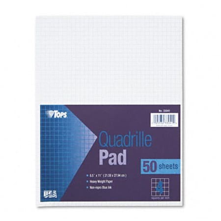 Tops Quadrille Pads Four Squares Per inch 81/2 x 11 White 50 Sheets/Pad 33041
