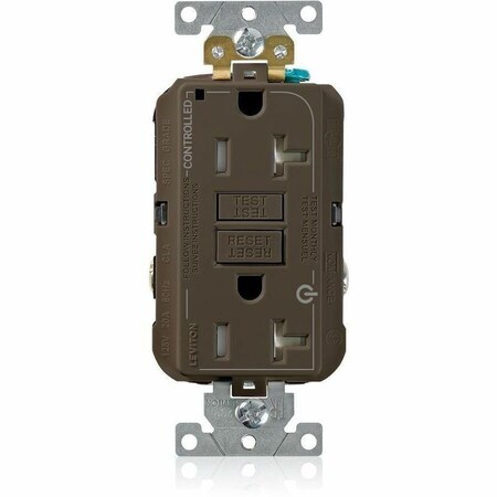 Leviton SmartlockPro GFCI MC 20A TR/PI Brn G5362-2T0