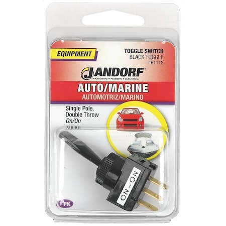 Jandorf Series Switch, Black, 20 A, 12 VDC, SPDT, Tab Terminal 61118