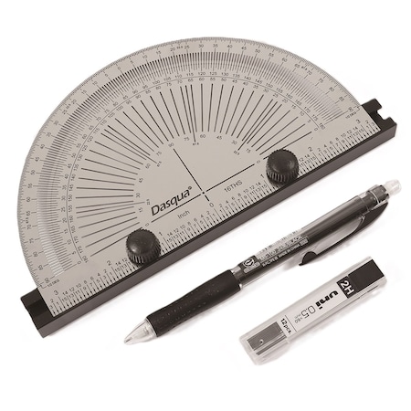 Dasqua 6in Precision Marking Protractor With Pencil and Refill Lead 1804-5778