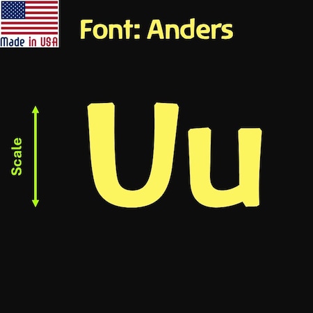 Aacc Self-Adhesive Vinyl Letter: U, Scale: 3 cm. Color: Yellow Font: Anders by, 8PK AACC-Anders-UU-Yellow-M3x8