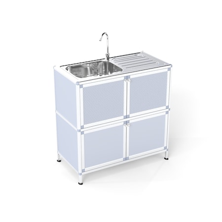 Wrightmaster 32.6 in. W x 16.9 in. D x 33.2 in. H Drop-In Utility Sink with Faucet, Assembled Cabinet in Silver ZROP460814