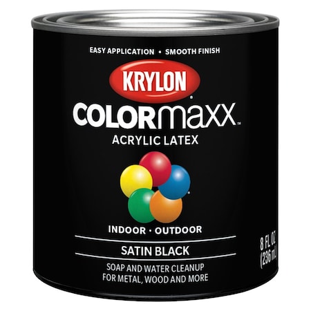 Colormaxx 1/2 Pt Krylon Black Paint & Primer, Satin K05613007