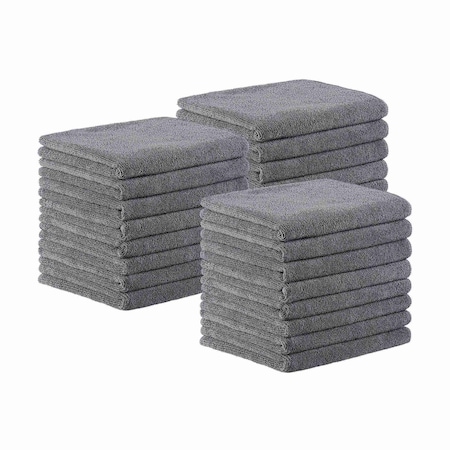 Arkwright Home Terry Microfiber Salon Towel 16x27 Grey - Pack of 24, 24PK PNP915109GY
