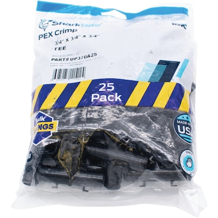Sharkbite PEX-B 3/4'' Poly Alloy Barb Tee, 25PK UP370A25