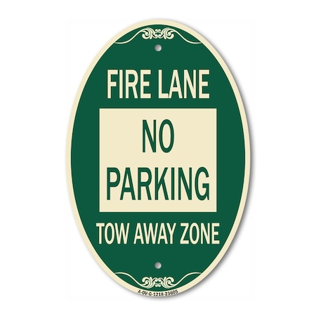 Signmission No Parking Tow-Away Zone, 12 Inch X 18 Inch Architectural Oval, Heavy Gauge Aluminum A-OV-G-1218-23605