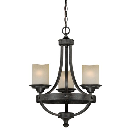 Vaxcel Halifax 3 Light Bronze Rustic Wheel Mini Chandelier H0136