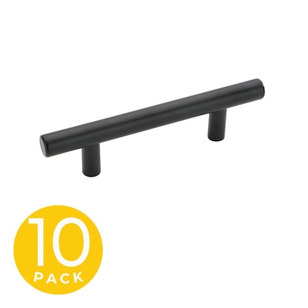 Sapphire T-Bar Style 3 in. (76 mm) CTC Modern Matte Black Cabinet Hardware Handle/Pull, 10PK SP-HW3-MB-M-10