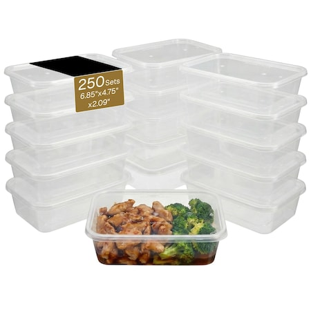Eco Harmony Products Microwaveable Food Container Tray with Lid, White/Translucent, 650ml, 250PK 804565