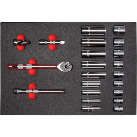 Proto 3/8 in Drive Socket Sets SAE 22 Pieces 3/8 to 7/8 in , Polished, J52134HTCKV J52134HTCKV