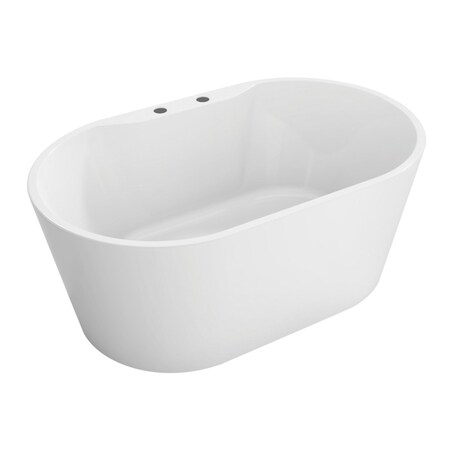 Kingston Brass 55" Acrylic Oval Double Ended Freestanding Tub with Drain, Glossy White VT7DE553423
