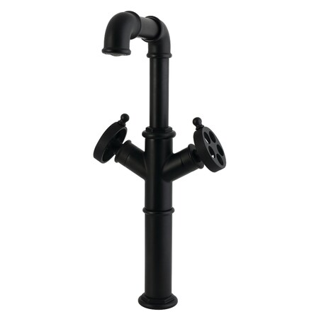 Kingston Brass Double-Handle Vessel Faucet with Knurled Handle, Matte Black LS6600RKZ