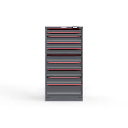 Strong Hold 10 drawer cabinet - (2x 2ft, 3x 4ft, 4x 5ft, 1x 8ft) - Red accents - Electronic Lock S3060-PPRAS-1002DS