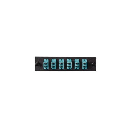 Cable Wholesale LGX Compatible Adapter Plate featuring a Bank of 6 Multimode Duplex LC Connectors in Aqua for OM3 68F3-21160