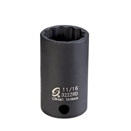 Sunex 3/8 in Drive 11/16 in 12Pt Semi-Deep Impact Socket 322ZRD