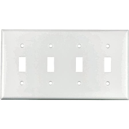 Arrow Hart Eaton Wiring Devices Wallplate, 4-1/2 in L, 8.19 in W, 4 -Gang, Thermoset, White, High-Gloss 2154W-BOX