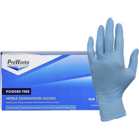Proworks NPF Nitrile Powder Free Exam Gloves, 5.5 mil Thickness x 9.50in Glove L, Medium Size, For, 10PK GL-N106FM