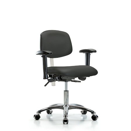 Blue Ridge Ergonomics Clean Room Chair Desk Chair, Vin, Chrm, AA, Casters, Gry, CL100, Adjustable Arms, 18" to 23" Height BR-NCR-VDHCH-CR-T0-A1-CC-8605