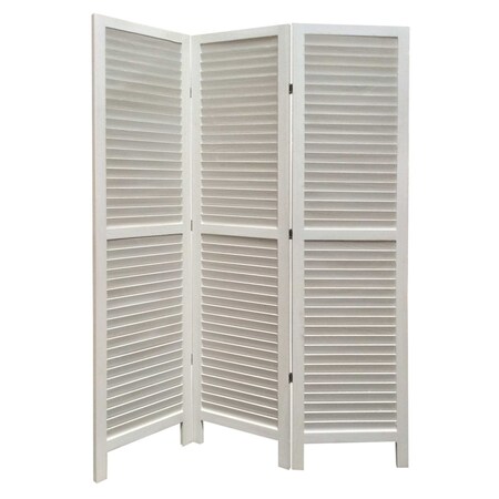 Homeroots 67" White Wood Folding Three Panel Screen Room Divider 274707