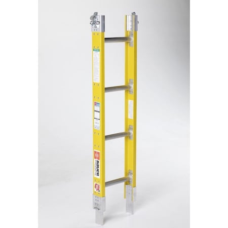 Bauer Ladder Parallel Sectional Ladder, 4' Add-On Section without Shoes or Endcaps, 12"W, 300lb Load Capacity 33304